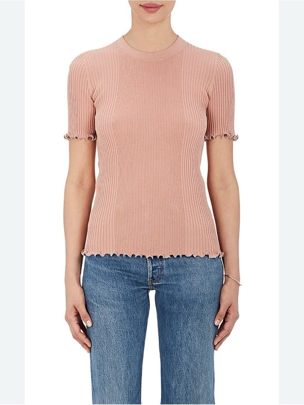 Alexander Wang embellished ribbed top in Dusty Pink XS